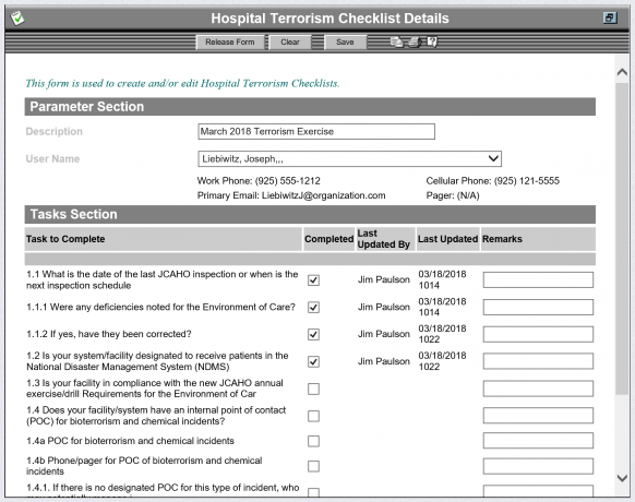 Example Screen from Public Health OpsCenter configuration